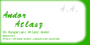 andor atlasz business card